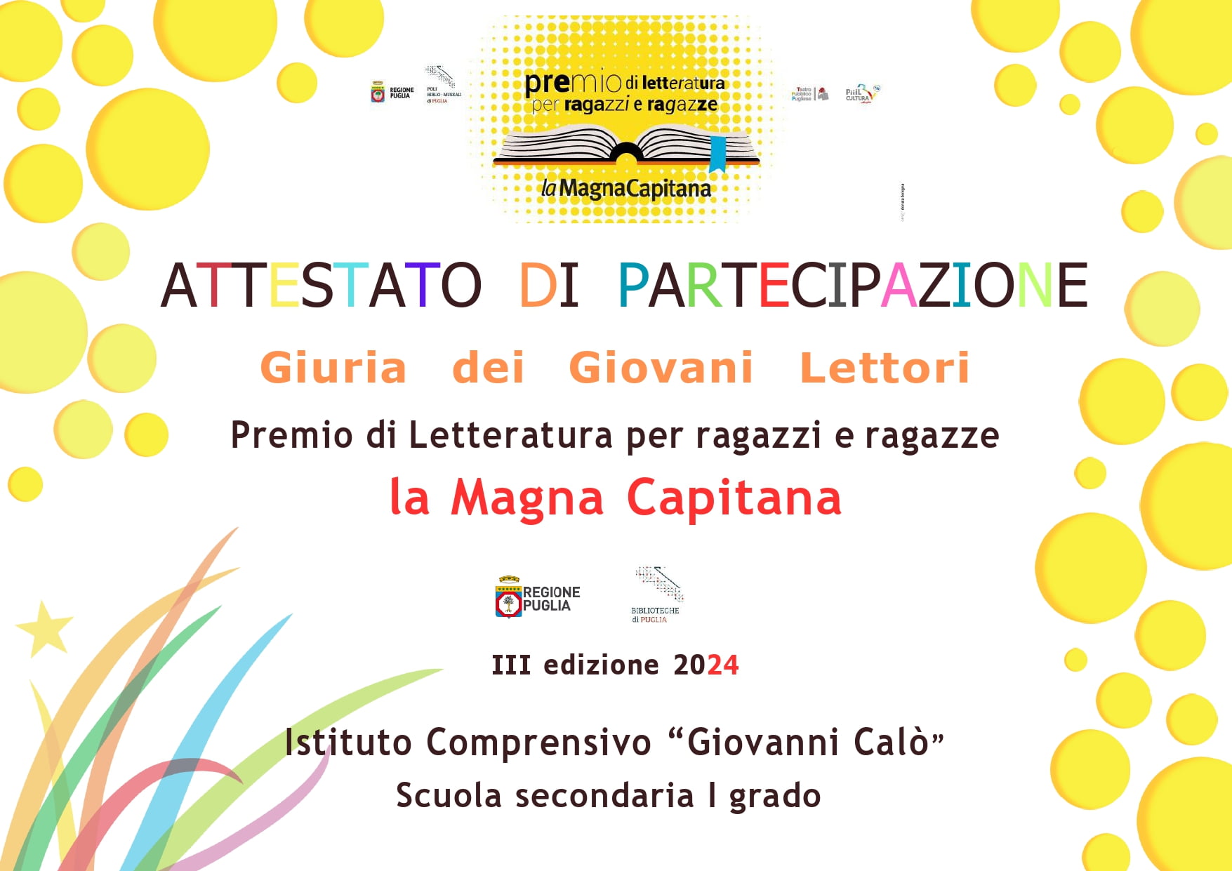Attestato Premio 2024 scuola secondaria